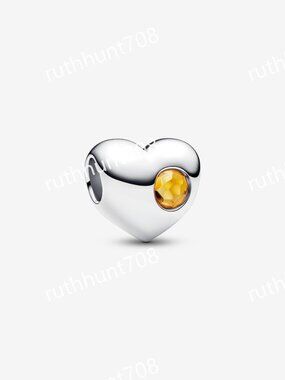 Pandora Engravable November Honey Stone Heart Charm